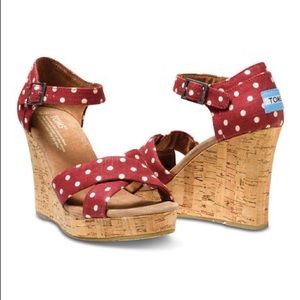 Red/White with Cork Polka Dot TOMS